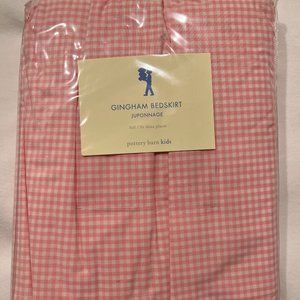 NWT Pottery Barn Kids Pink Gingham Bed Skirt, Full